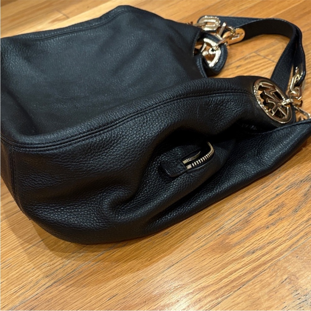 Michael Kors Black Hobo Bag with Gold Accents - Picture 6 of 12
